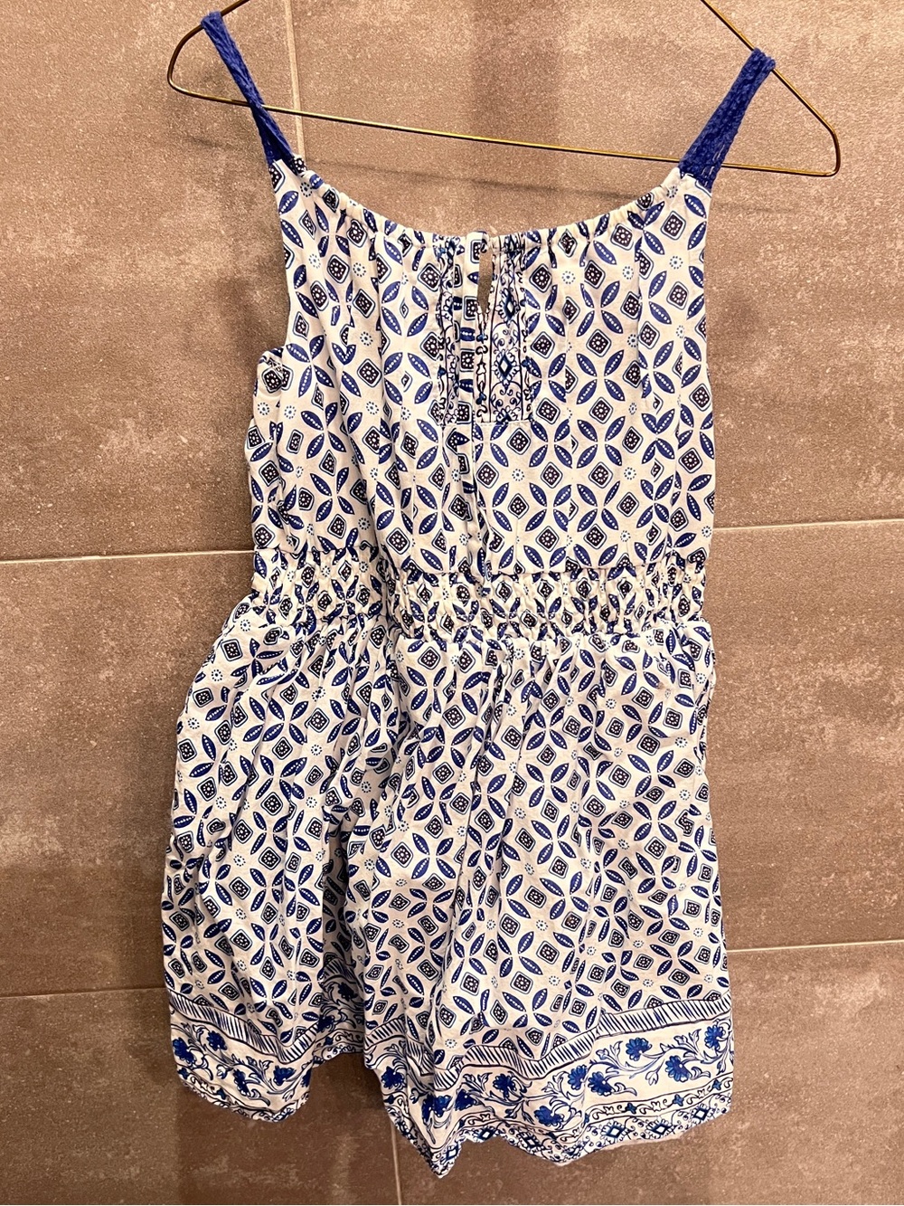 emily west White and Blue Printed Girls' Sundress